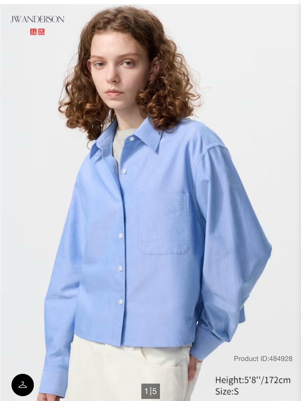Uniqlo Light Blue oxford crop Button-Front Shirt